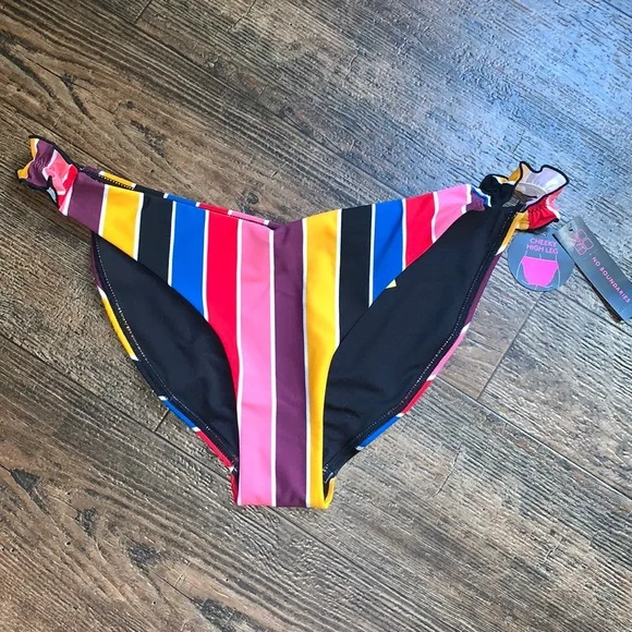 ❤️ NEW No Boundaries Striped Bikini Large 11-13 - Picture 4 of 9